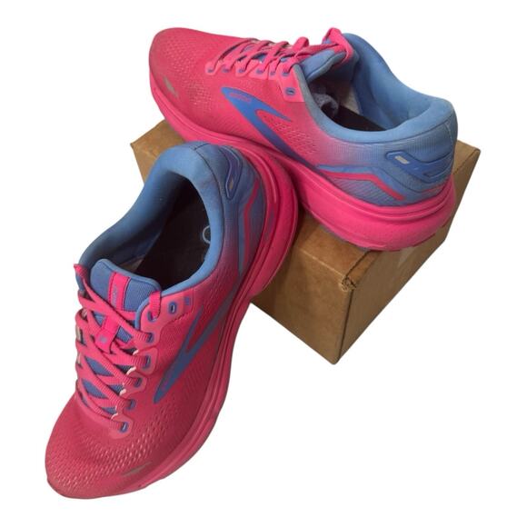 Brooks Women's 11.5 M Ghost 15 Pink Glo Fuchsia Blue Active Running Excercise - Picture 1 of 10